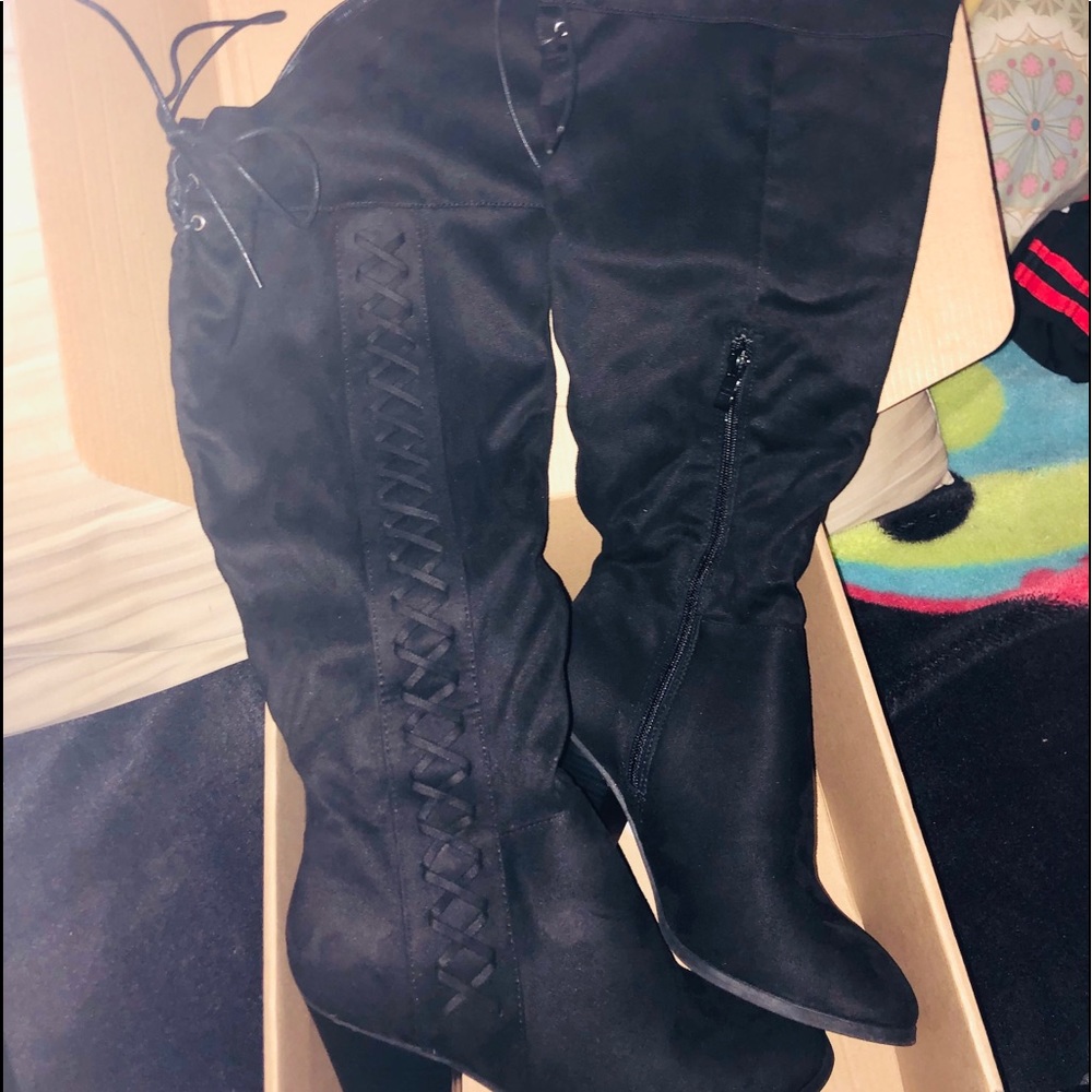 Journee knee length long black boots